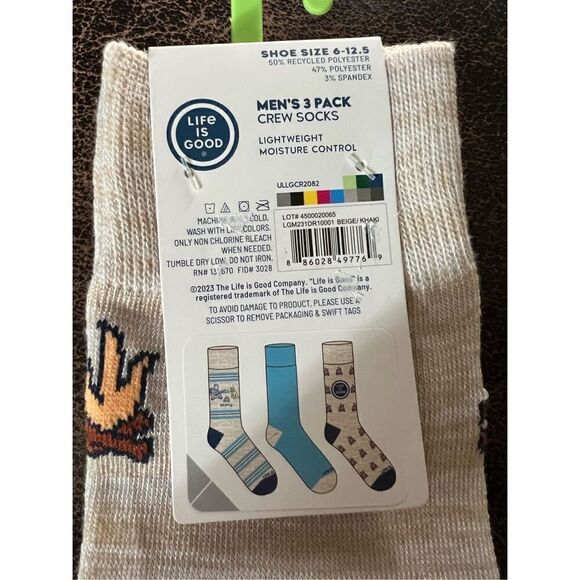 Life Is Good Crew Socks 3 Pk Camping Theme - Picture 6 of 6